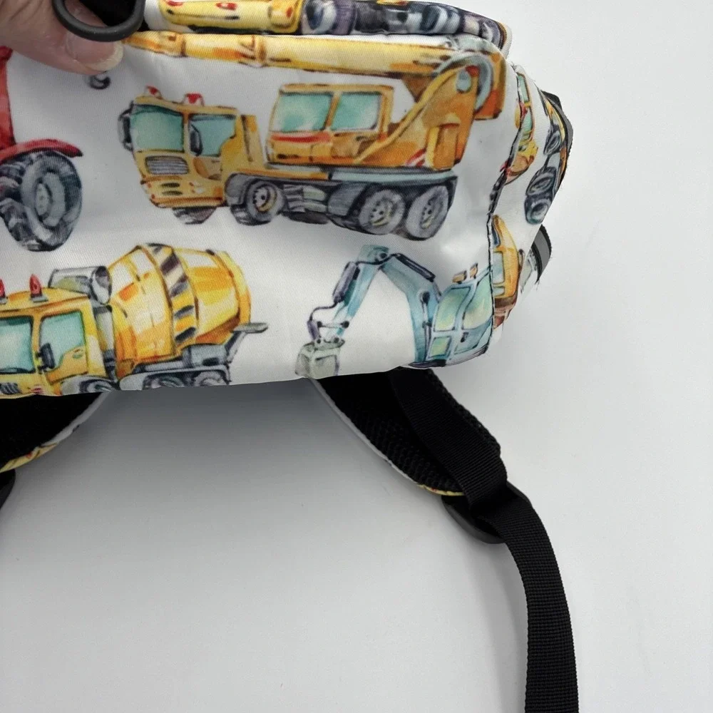 Kids Construction Vehicle Backpack Watercolor Trucks Preschool Bag Reflective
